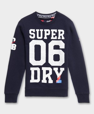 Superdry SDQB High Six Crew Neck Férfi Pulóver Sötétkék | VTKWP3470